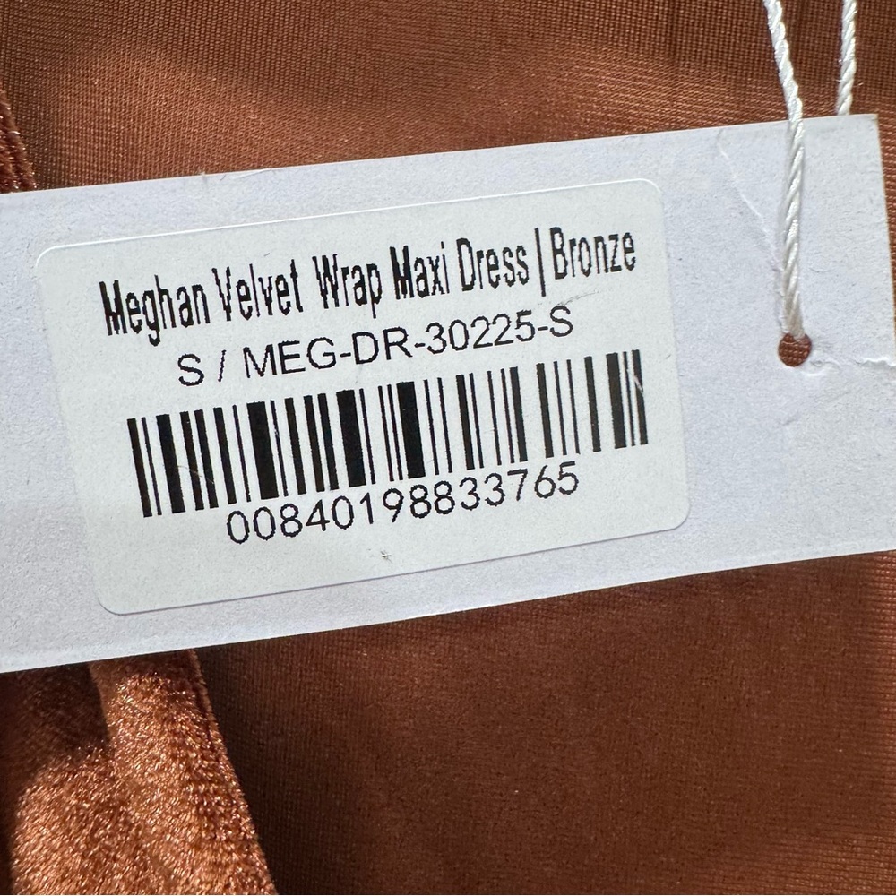 NWT Baltic Born Meghan Velvet Wrap Maxi Dress Bronze Brown Women's Small - Picture 8 of 16